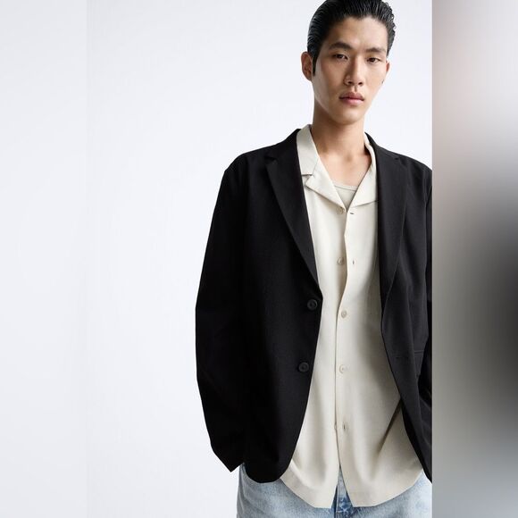 Zara Men’s SEERSUCKER BLAZER NWT - Picture 6 of 9